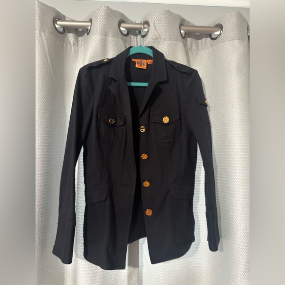 Navy Tory Burch blazer with gold buttons and great details. - Picture 1 of 5
